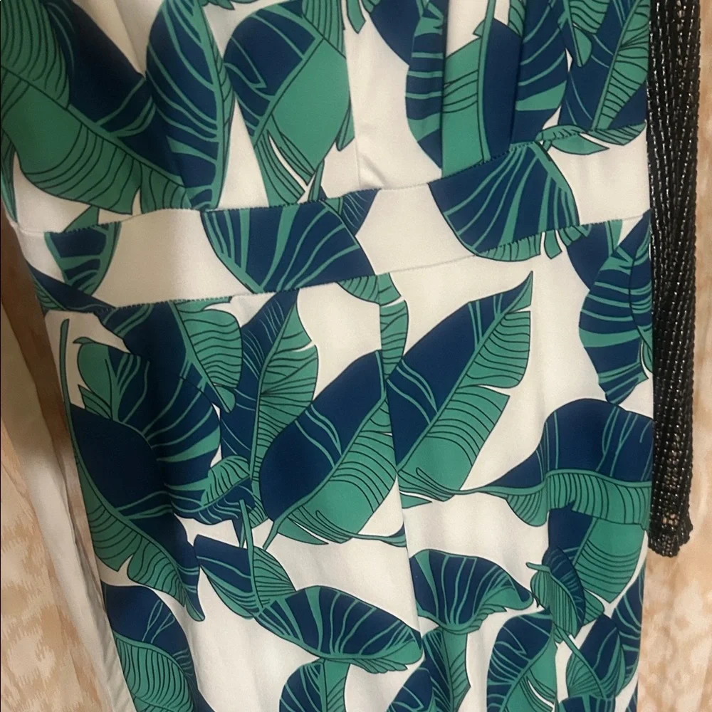 Tropical Green Leaf Print jumpsuit - Picture 2 of 8